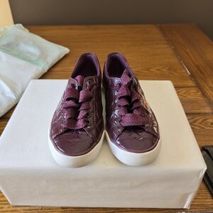 Coach Patent Plum Slip-On Sneakers with White Trim